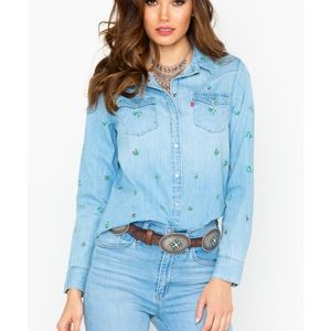 LEVI Embroidered Long Sleeve Denim Shirt